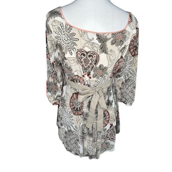 ANAC Designed by Kimi Belted Floral‎ 3/4 Sleeve Sheer Top Size Medium - Picture 6 of 12